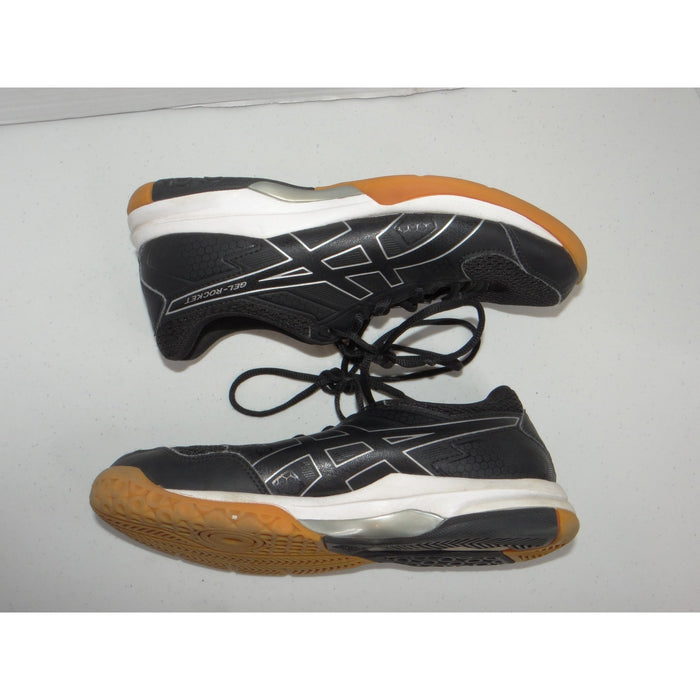 Asics Gel Rocket 8 Mens 7 Volleyball Shoes Black Silver B756Y Indoor Court Gum1