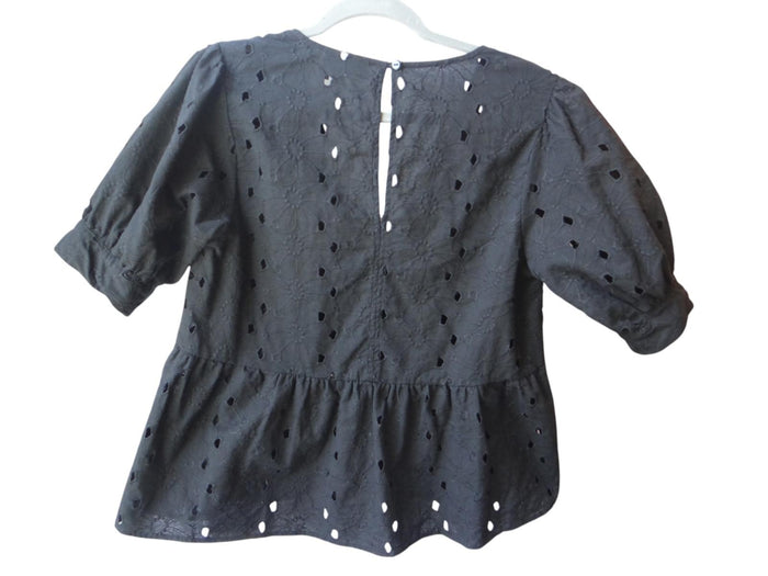 ASOS DESIGN Black Eyelet Peplum Top2