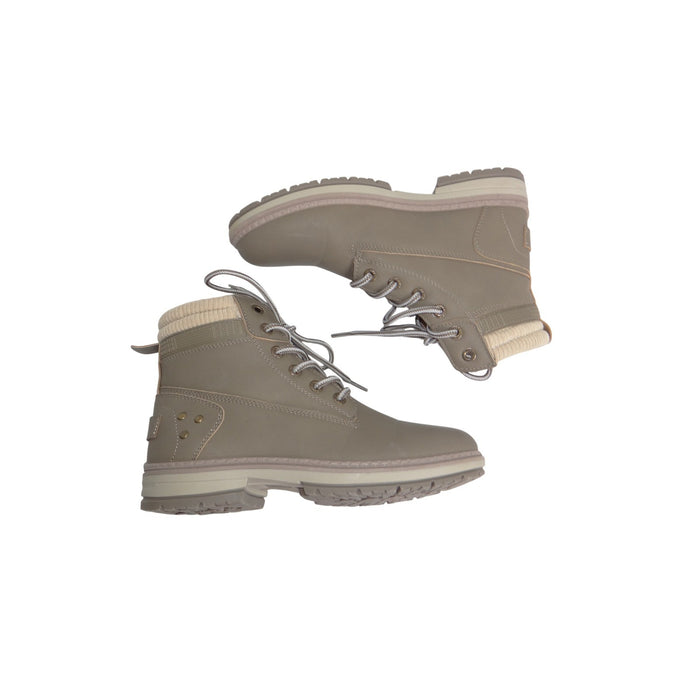Athlefit Womens Ankle Combat Boots Taupe Knit Collar Lug Sole A69 Size 70