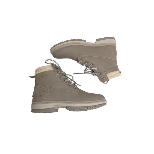 Athlefit Womens Ankle Combat Boots Taupe Knit Collar Lug Sole A69 Size 70