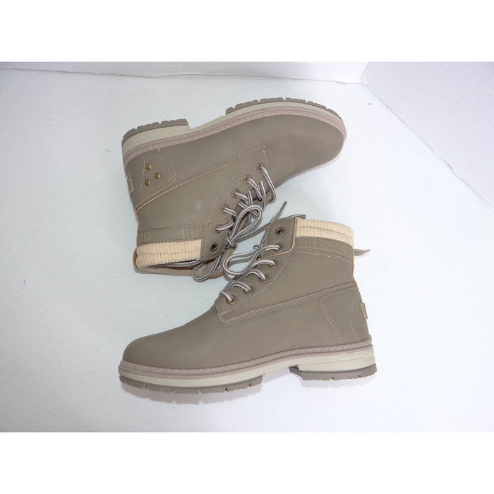Athlefit Womens Ankle Combat Boots Taupe Knit Collar Lug Sole A69 Size 71
