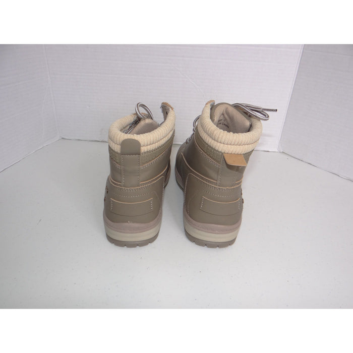 Athlefit Womens Ankle Combat Boots Taupe Knit Collar Lug Sole A69 Size 77