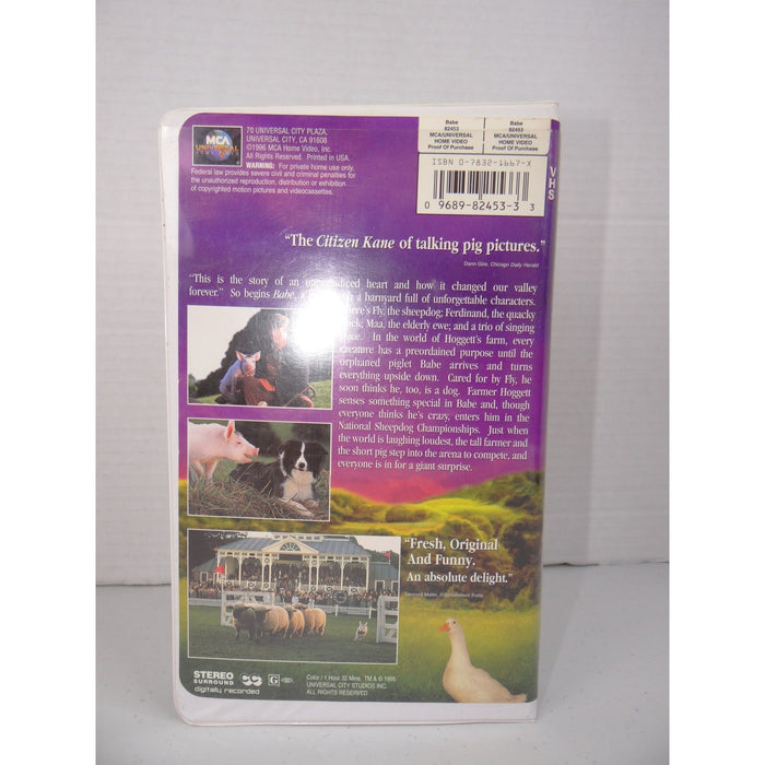 Babe VHS 1995 Movie MCA Universal Home Video 82453 Hi Fi Stereo G Clamshell2