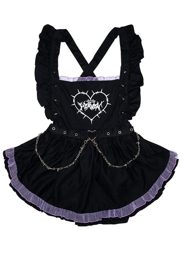 ACDC Rag Baby Punk Devil Punk Black Purple Apron — front view