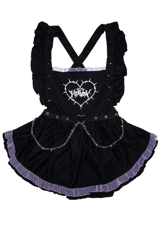 ACDC Rag Baby Punk Devil Punk Black Purple Apron — front view