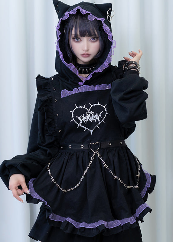 ACDC Rag Baby Punk Devil Punk Black Purple Apron — model view