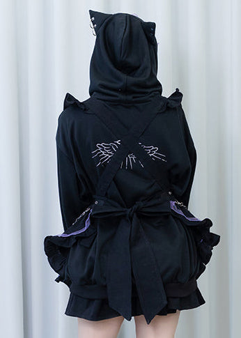 ACDC Rag Baby Punk Devil Punk Black Purple Apron — model back view