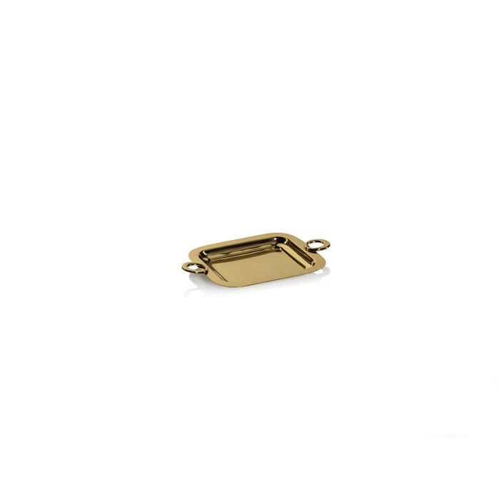 BACARDI POLISHED BRASS SERVING TRAY - GOLD - 10.25 IN
