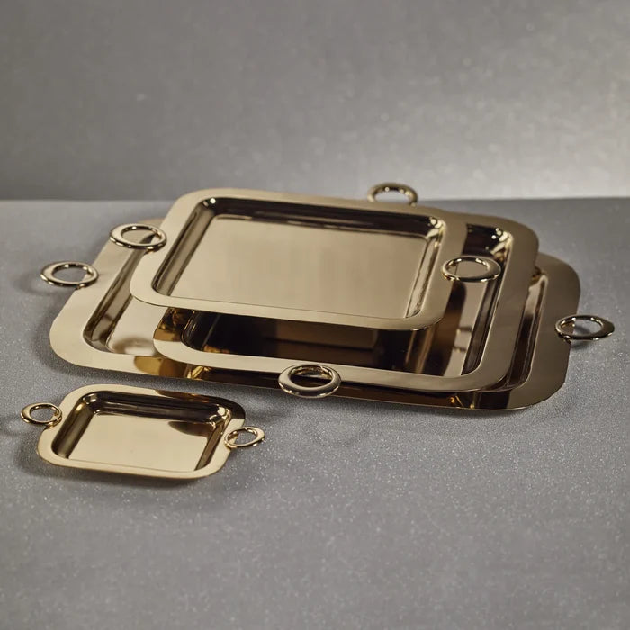 BACARDI POLISHED BRASS SERVING TRAY - GOLD - 10.25 IN