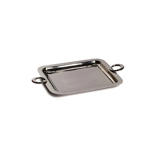 BACARDI POLISHED BRASS SERVING TRAY - NICKEL FINISH  - MEDIUM