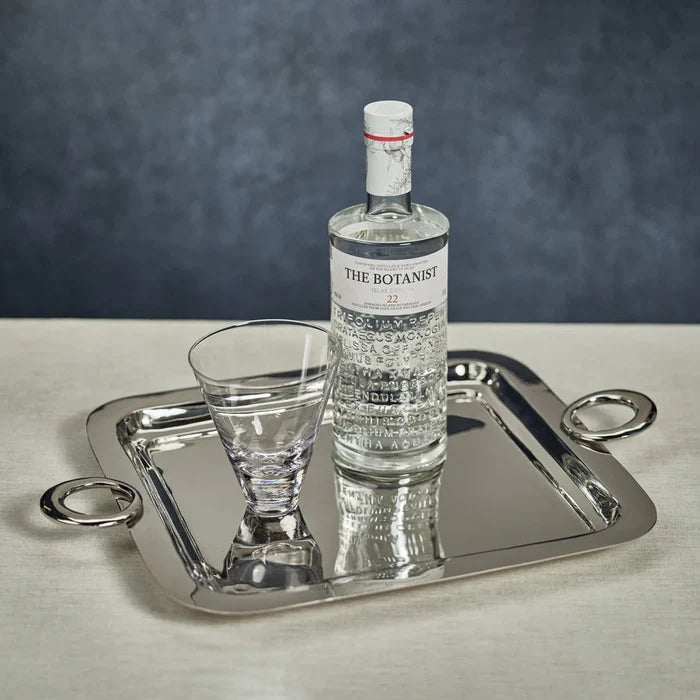 BACARDI POLISHED BRASS SERVING TRAY - NICKEL FINISH  - MEDIUM