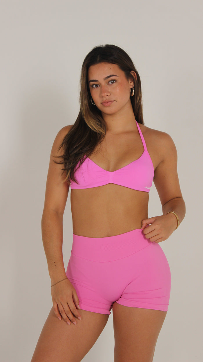Backless Halter Bra - Bright Pink