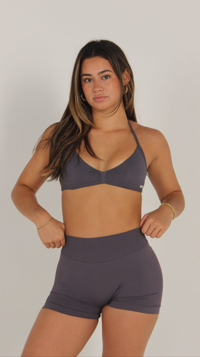 Backless Halter Bra - Grey