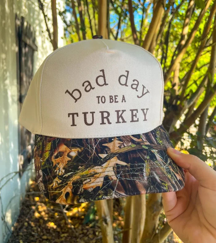 Bad Day To Be A Turkey Khaki/ Real Camo Canvas Trucker