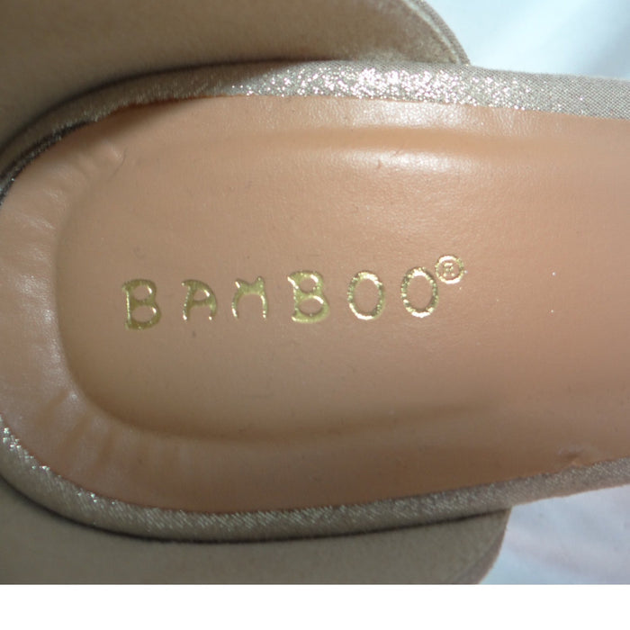 Bamboo Womens Champagne Gold Floral Lace Cork Wedge Platform Sandals Size 102