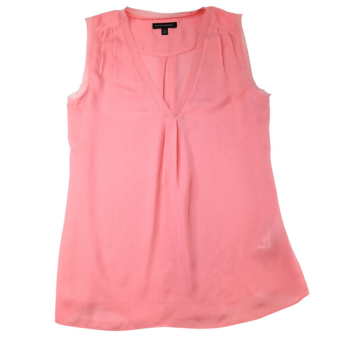 Banana Republic Coral Pink Sleeveless V Neck Tunic Top Blouse Women's Size S0