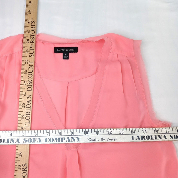 Banana Republic Coral Pink Sleeveless V Neck Tunic Top Blouse Women's Size S3