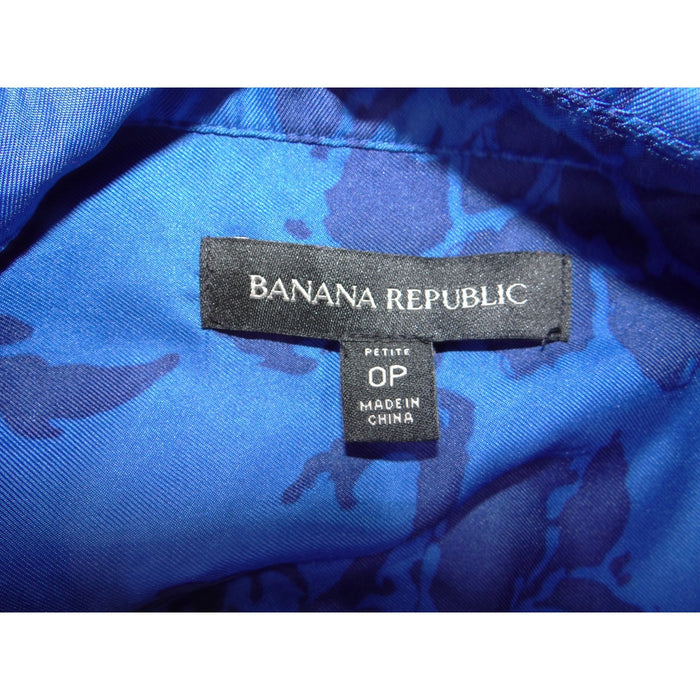 Banana Republic Womens Blue Damask Floral Button Front Romper Petite 0P2