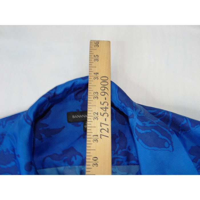 Banana Republic Womens Blue Damask Floral Button Front Romper Petite 0P5