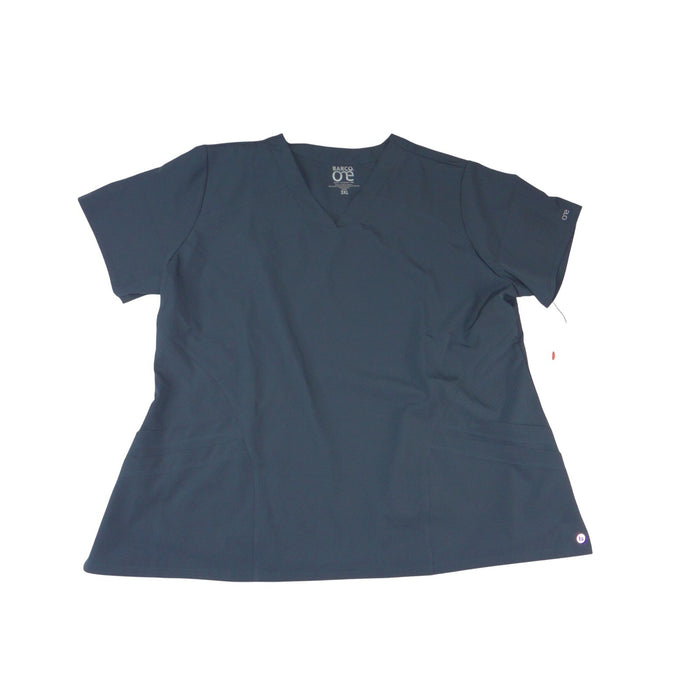 Barco One 5106X Steel Gray V Neck 5 Pocket Scrub Top Plus Size 3XL NEW0