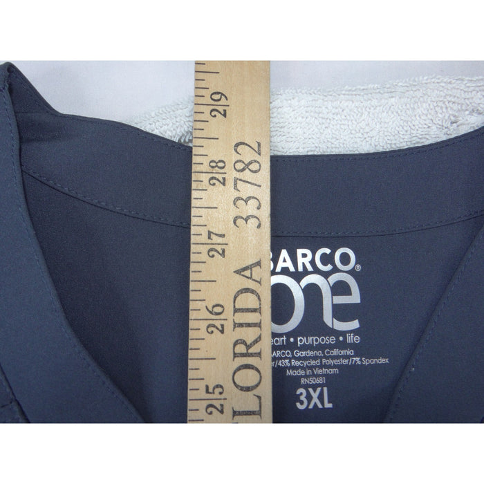 Barco One 5106X Steel Gray V Neck 5 Pocket Scrub Top Plus Size 3XL NEW4