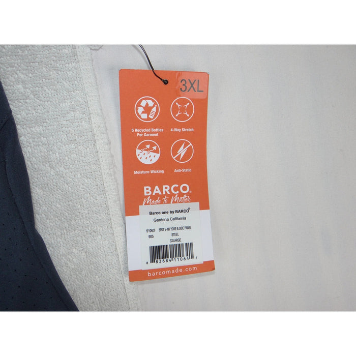 Barco One 5106X Steel Gray V Neck 5 Pocket Scrub Top Plus Size 3XL NEW5