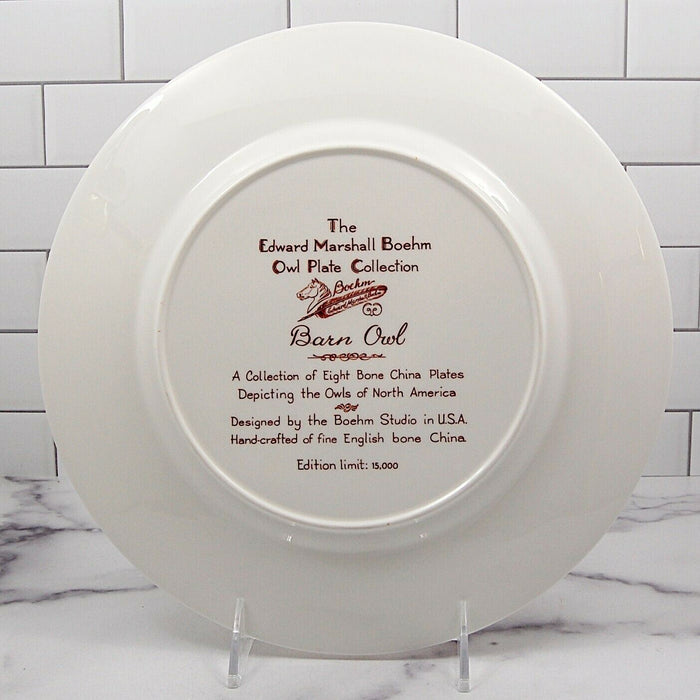 Barn Owl The Edward Marshall Boehm Owl Plate Collection Limited No Box 10 5/8"