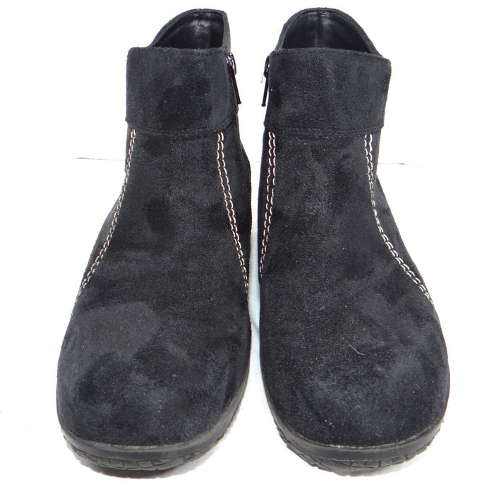 Basic Editions Women Black Suede Side Zip Ankle Boots Wide Width Size 82