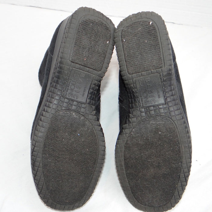 Basic Editions Women Black Suede Side Zip Ankle Boots Wide Width Size 86