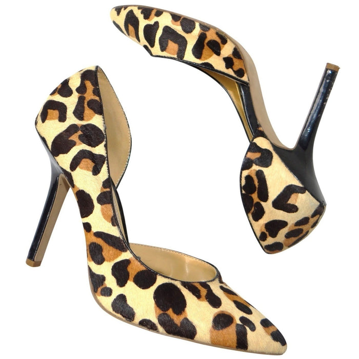 BCBGeneration Jaze Leopard Print Calf Hair d'Orsay Pumps Heels Size 9M PL JAZE X0