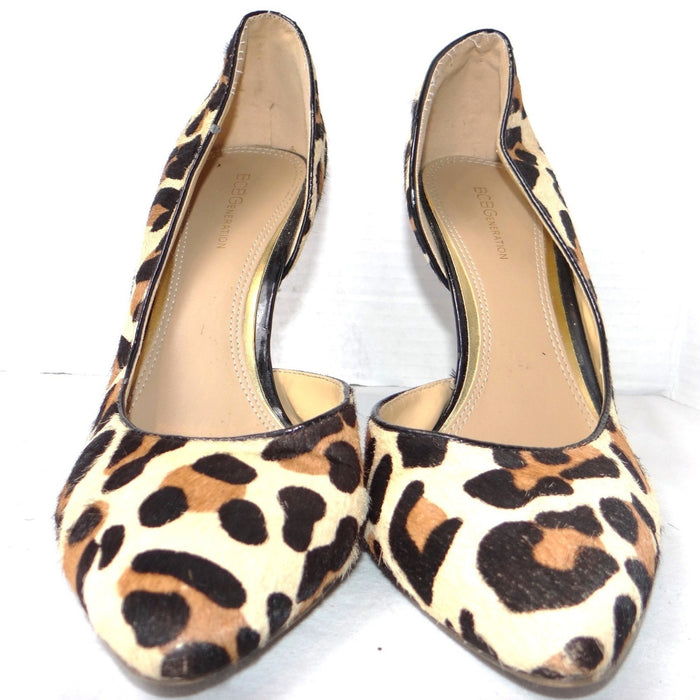BCBGeneration Jaze Leopard Print Calf Hair d'Orsay Pumps Heels Size 9M PL JAZE X2