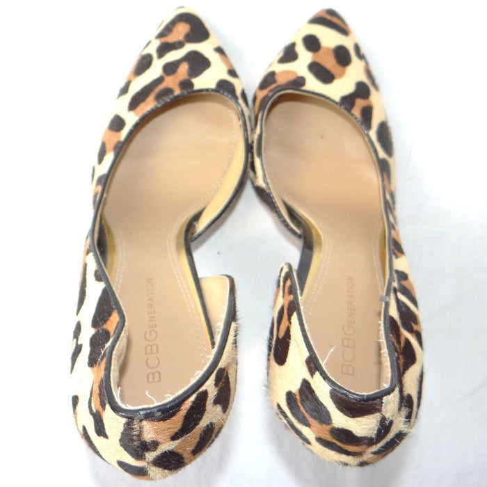 BCBGeneration Jaze Leopard Print Calf Hair d'Orsay Pumps Heels Size 9M PL JAZE X4