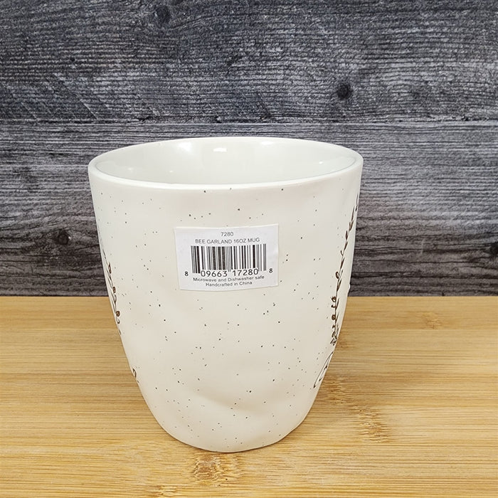 Be Grateful Saying Coffee Mug 16oz Bee Embossed Ceramic Tea Cup Blue Sky