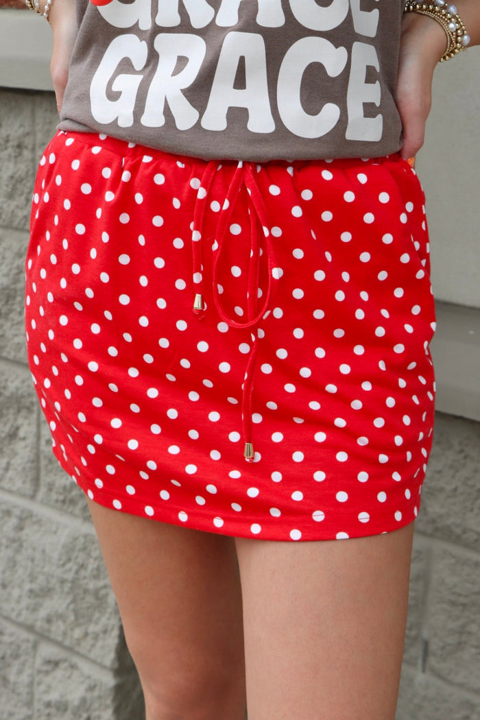 Beaded Drawstring Mini Skort