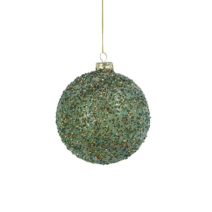 BEADED GREEN ORNAMENT 4.75