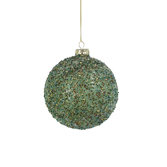BEADED GREEN ORNAMENT 4.75