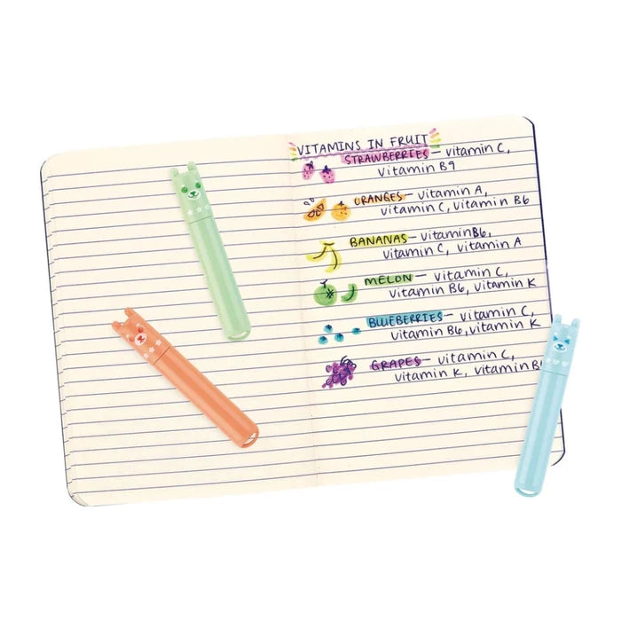 Beary Sweet Mini Scented Highlighters - sample usage of each highlighter