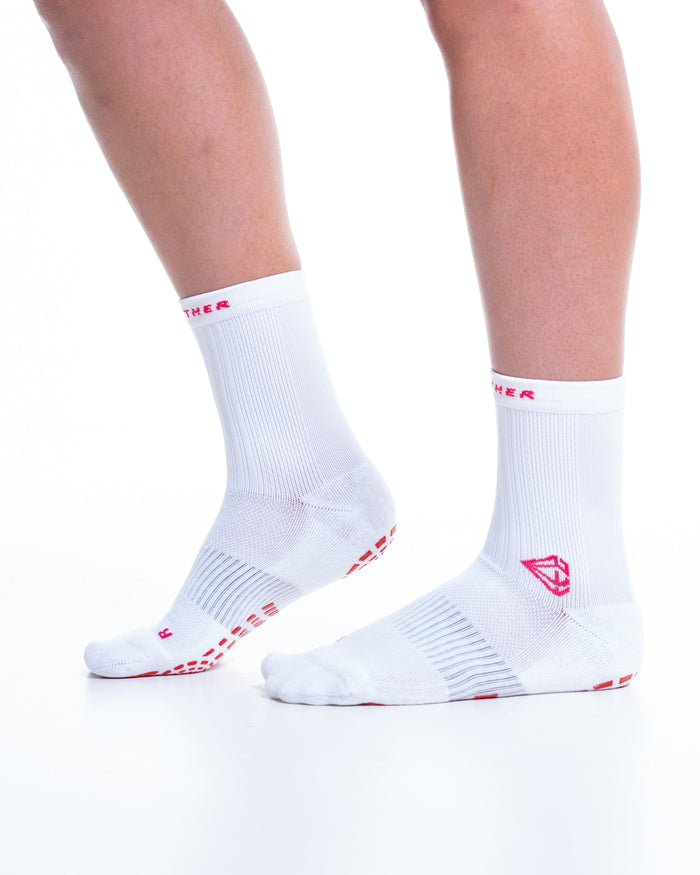 BettHer Grip Socks White indossate - vista laterale