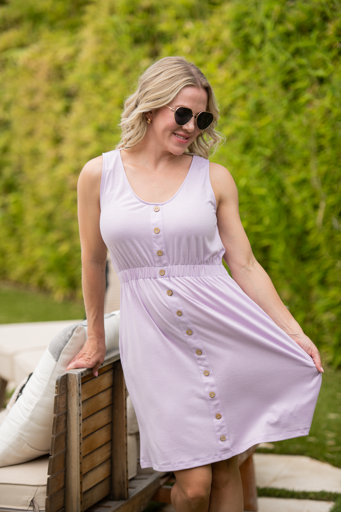 Beverly Button Dress - Lavender