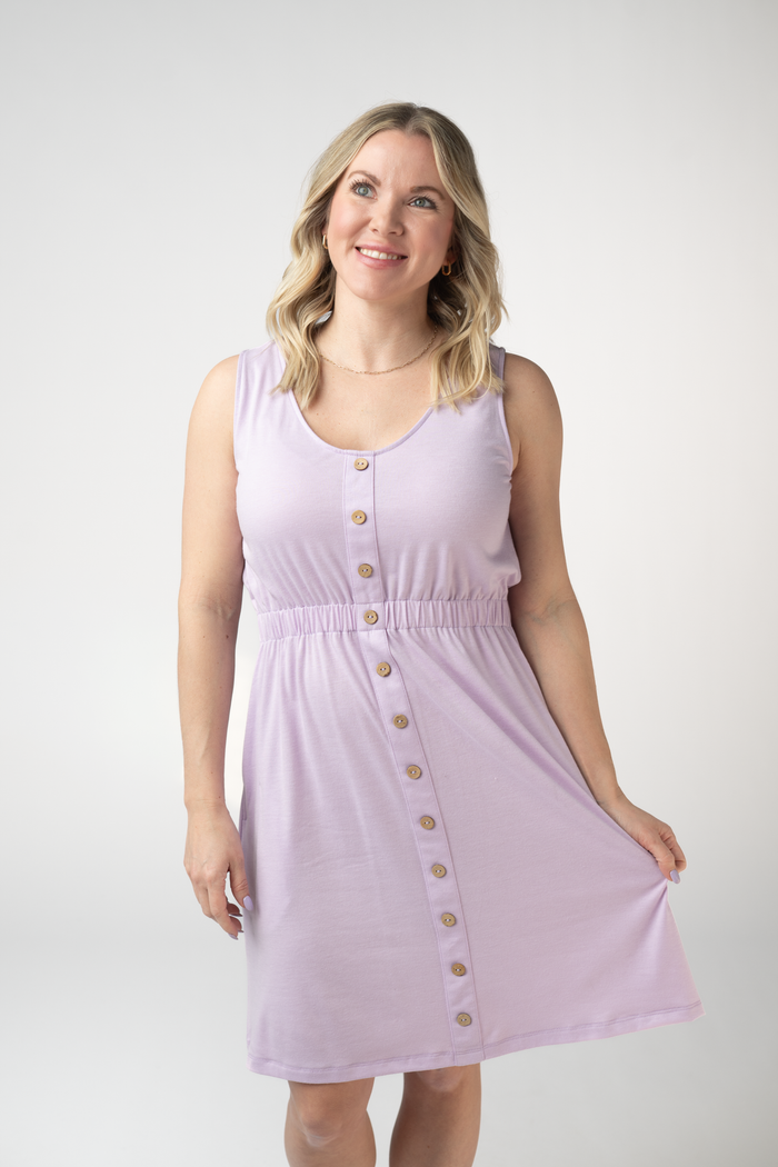 Beverly Button Dress - Lavender