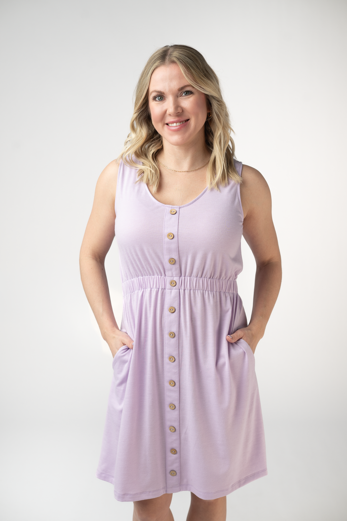 Beverly Button Dress - Lavender