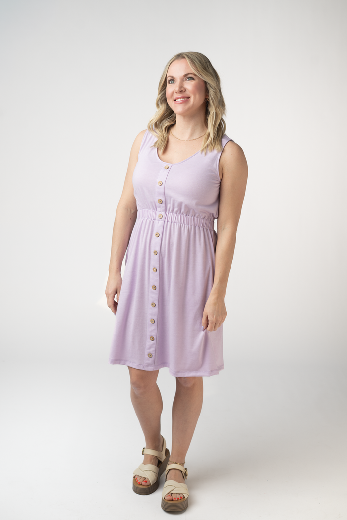 Beverly Button Dress - Lavender
