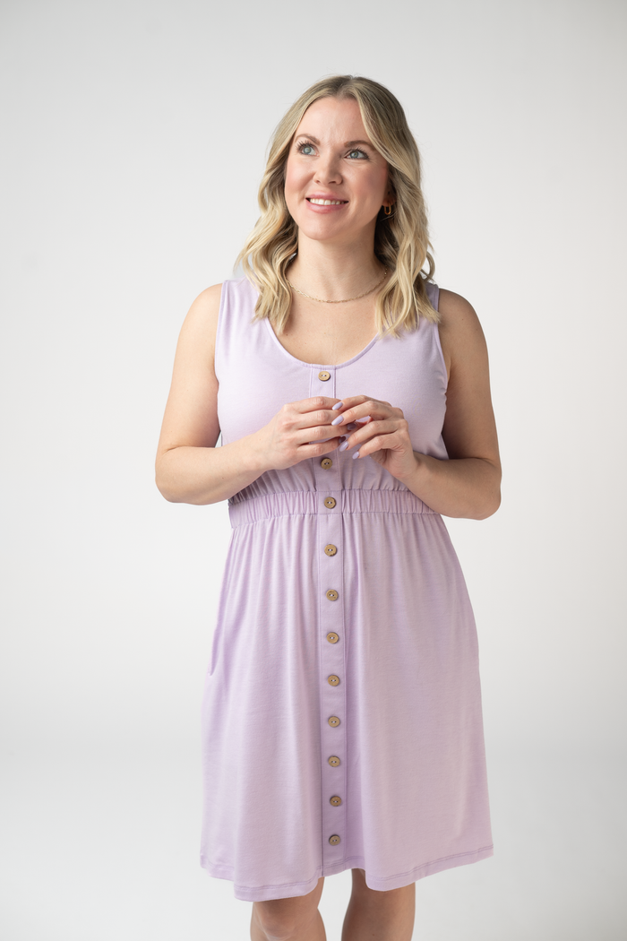 Beverly Button Dress - Lavender