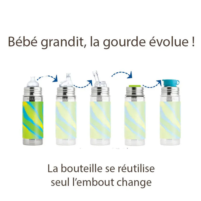 Biberon Inox Isotherme 260ml Pura - Moss - Lilinappy