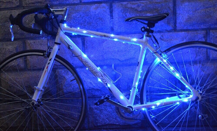 Bicycle Lights For Spokes And Frames Blue 20 Super-Bright Led Battery Powered