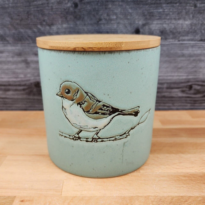 Bird Embossed Canister 5" Tall Decorative Aqua Jar by Blue Sky Clayworks