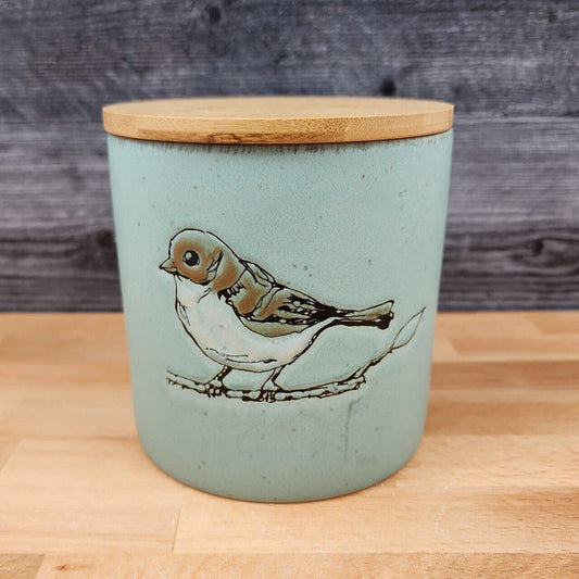 Bird Embossed Canister 5" Tall Decorative Aqua Jar by Blue Sky Clayworks