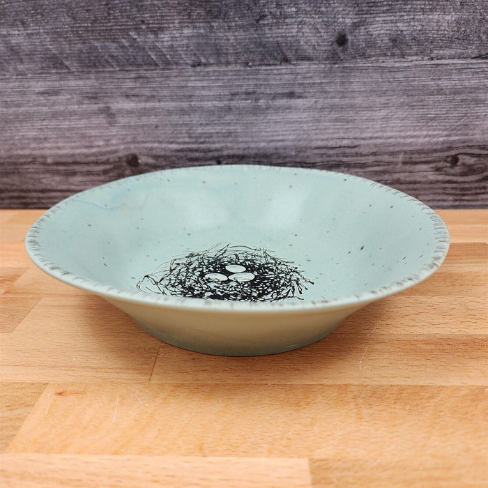 Bird Nest Embossed Fruit Vegetable Serving Bowl Aqua Color by Blue Sky 8"