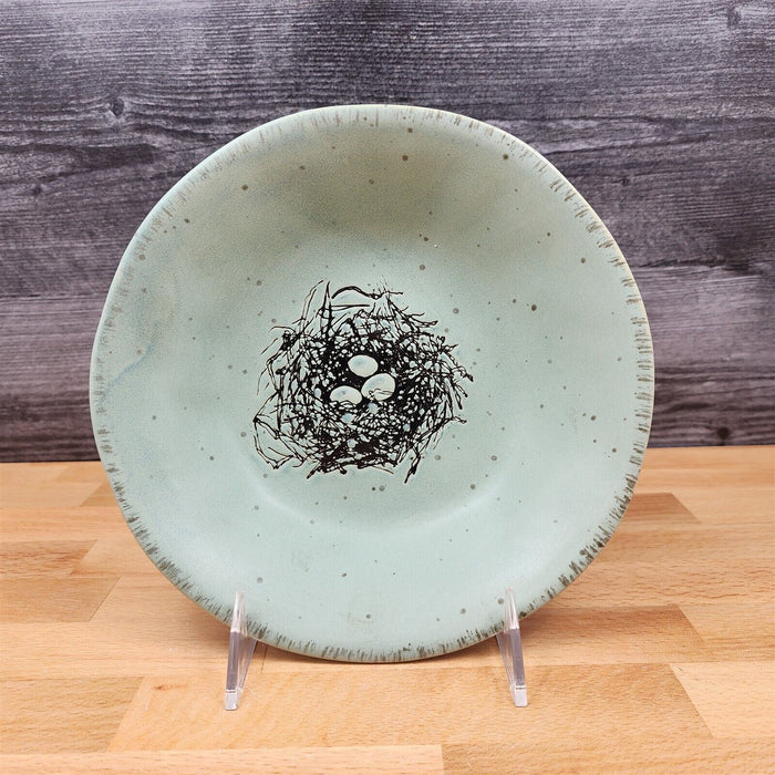 Bird Nest Embossed Fruit Vegetable Serving Bowl Aqua Color by Blue Sky 8"