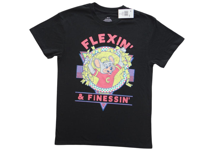 Black Graphic T Shirt with Flexin' & Finessin' Design0